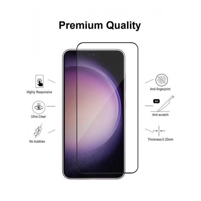 MARGOUN 2Pack for Samsung Galaxy S23 Screen Protector Tempered Glass 9H Anti-Scratch Shatterproof HD Edge to Edge Full Coverage Film 6.1 inch Clear/Black