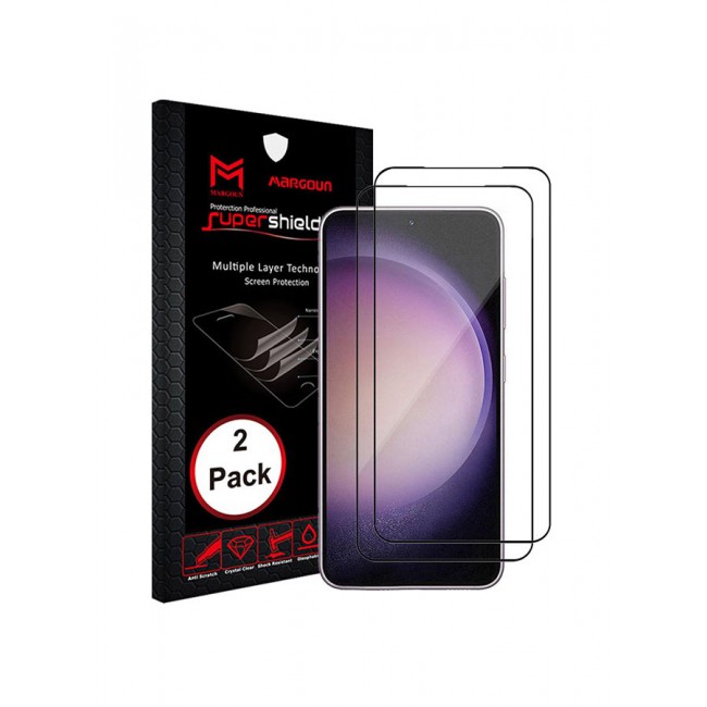 MARGOUN 2Pack for Samsung Galaxy S23 Plus Screen Protector Tempered Glass 9H Anti-Scratch Shatterproof HD Edge to Edge Full Coverage Film 6.6 inch Clear/Black