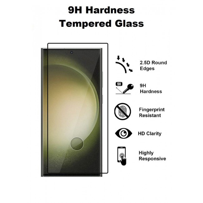 MARGOUN 3Pack for Samsung Galaxy S23 Ultra Screen Protector Tempered Glass 9H Anti-Scratch Shatterproof HD Curved Edge to Edge Full Coverage Film 6.8 inch Clear/Black