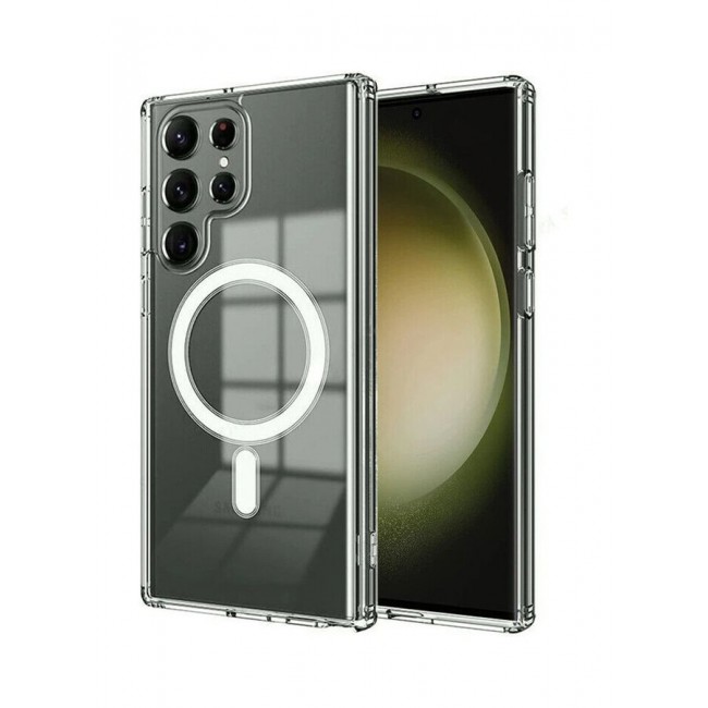 MARGOUN Clear Magnetic Case Compatible with MagSafe Wireless Charging Transparent Slim Cover for Samsung Galaxy S23 Ultra Clear