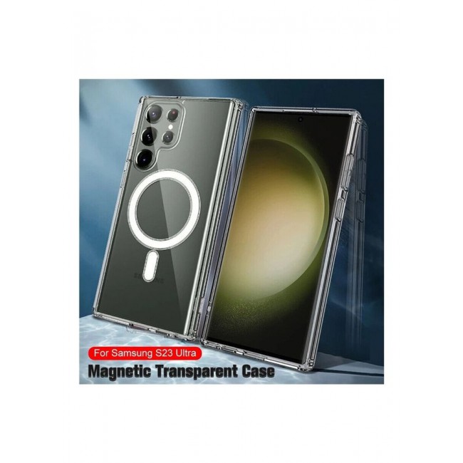 MARGOUN Clear Magnetic Case Compatible with MagSafe Wireless Charging Transparent Slim Cover for Samsung Galaxy S23 Ultra Clear