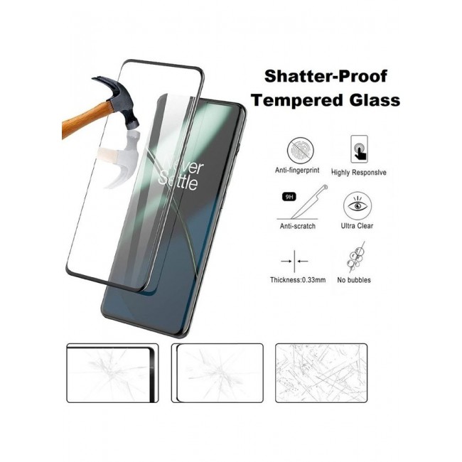 MARGOUN 3Pack for OnePlus 11 Screen Protector Tempered Glass 9H Anti-Scratch Shatterproof HD Curved Edge to Edge Full Coverage Film 6.7 inch Clear/Black