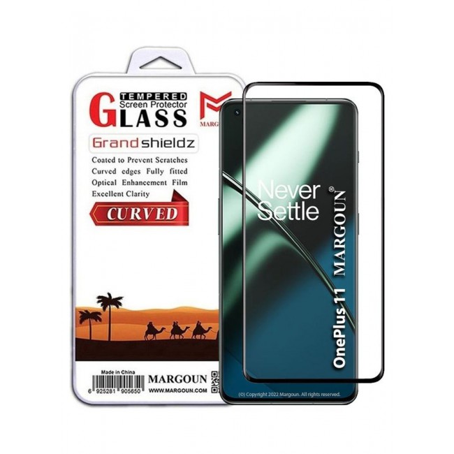 MARGOUN OnePlus 11 Screen Protector Tempered Glass 9H Anti-Scratch Shatterproof HD Curved Edge to Edge Full Coverage Film 6.7 inch Clear/Black