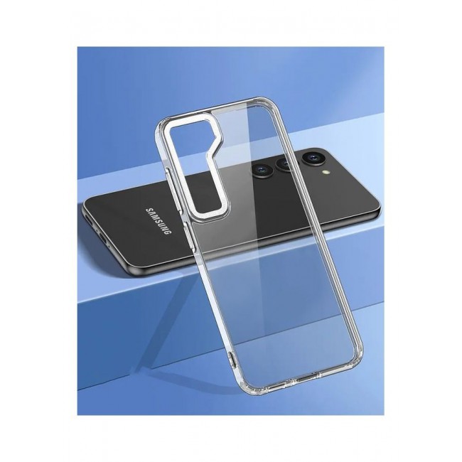 MARGOUN Samsung Galaxy S23 Plus Clear Case Shockproof Slim Anti-Yellow Hybid Hard PC+ TPU Cover Metal Camera Lens Frame Clear/White