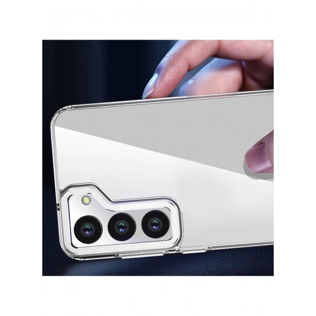 MARGOUN Samsung Galaxy S23 Plus Clear Case Shockproof Slim Anti-Yellow Hybid Hard PC+ TPU Cover Metal Camera Lens Frame Clear/White