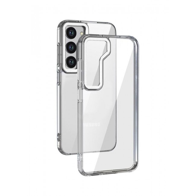 MARGOUN Samsung Galaxy S23 Plus Clear Case Shockproof Slim Anti-Yellow Hybid Hard PC+ TPU Cover Metal Camera Lens Frame Clear/White