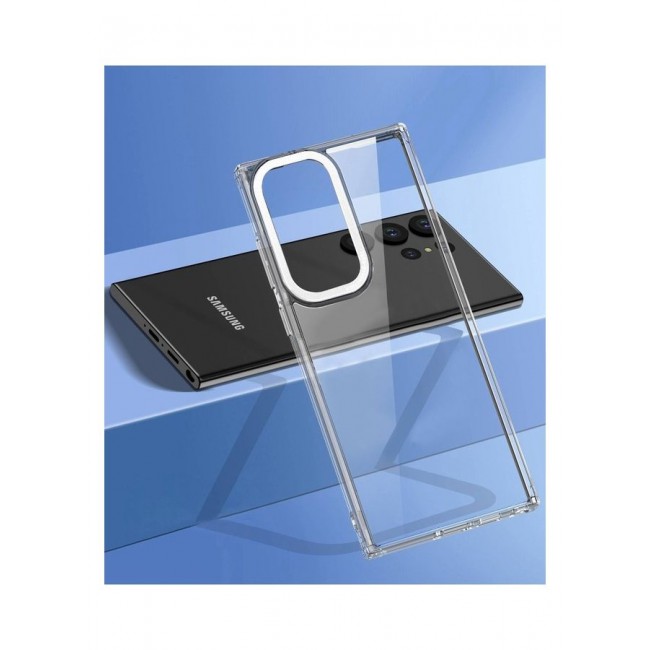 MARGOUN Samsung Galaxy S23 Ultra Clear Case Shockproof Slim Anti-Yellow Hybid Hard PC+ TPU Cover Metal Camera Lens Frame Clear/White