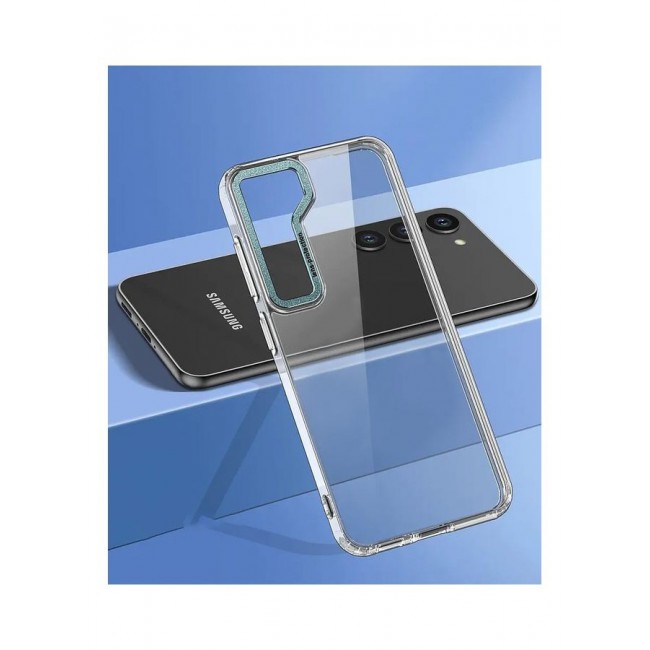 MARGOUN Samsung Galaxy S23 Clear Case Shockproof Slim Anti-Yellow Hybid Hard PC+ TPU Cover Metal Camera Lens Frame Clear/Green