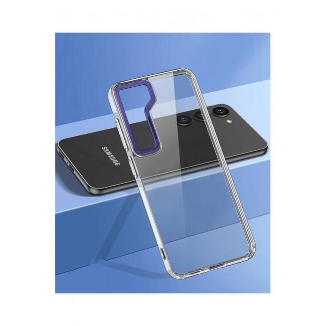 MARGOUN Samsung Galaxy S23 Plus Clear Case Shockproof Slim Anti-Yellow Hybid Hard PC+ TPU Cover Metal Camera Lens Frame Clear/Purple