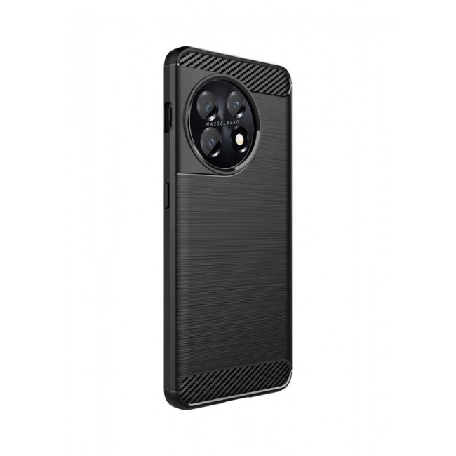 MARGOUN OnePlus 11 Case Slim Soft TPU Brushed Carbon Fiber Anti-Fingerprint Shockproof Cover Black Black