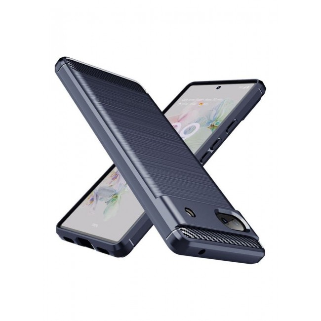 MARGOUN Google Pixel 6a Case Slim Soft TPU Brushed Carbon Fiber Anti-Fingerprint Shockproof Cover Dark Blue Dark Blue