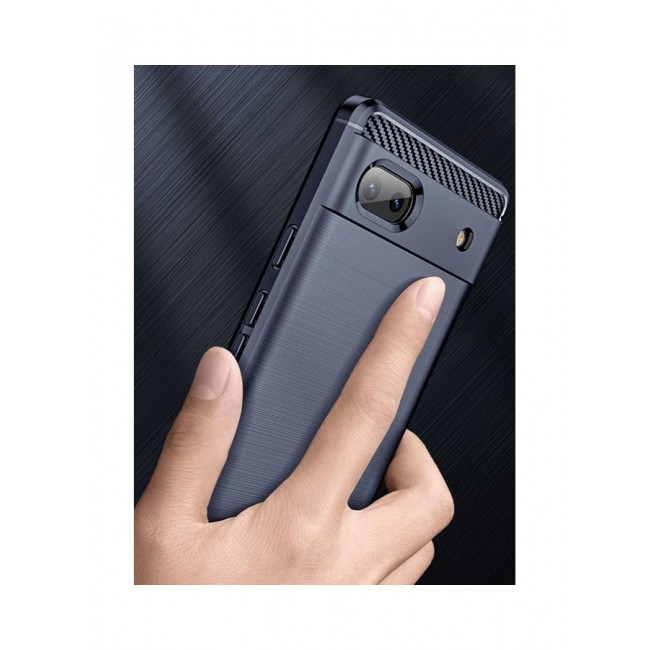 MARGOUN Google Pixel 6a Case Slim Soft TPU Brushed Carbon Fiber Anti-Fingerprint Shockproof Cover Dark Blue Dark Blue