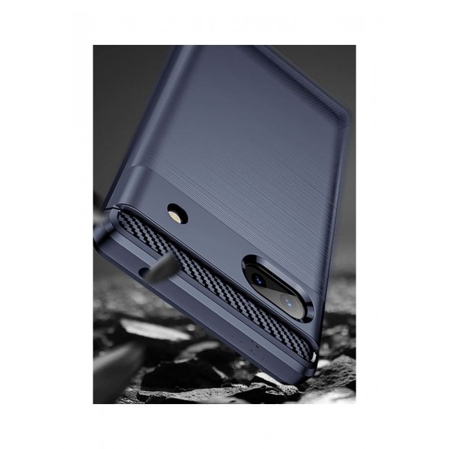 MARGOUN Google Pixel 6a Case Slim Soft TPU Brushed Carbon Fiber Anti-Fingerprint Shockproof Cover Dark Blue Dark Blue