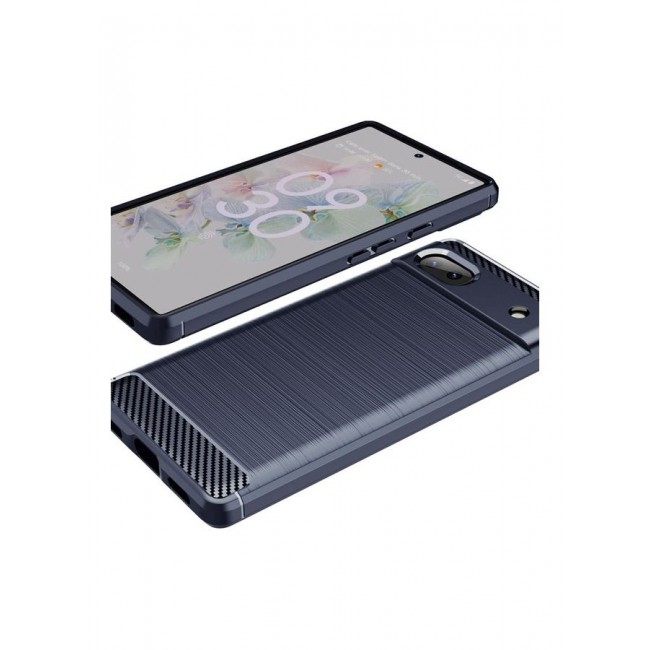 MARGOUN Google Pixel 6a Case Slim Soft TPU Brushed Carbon Fiber Anti-Fingerprint Shockproof Cover Dark Blue Dark Blue