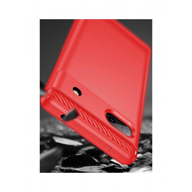 MARGOUN Google Pixel 6a Case Slim Soft TPU Brushed Carbon Fiber Anti-Fingerprint Shockproof Cover Red Red