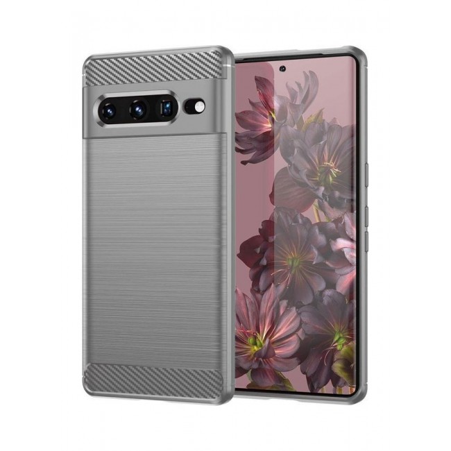 MARGOUN Google Pixel 7 Pro Case Slim Soft TPU Brushed Carbon Fiber Anti-Fingerprint Shockproof Cover Grey