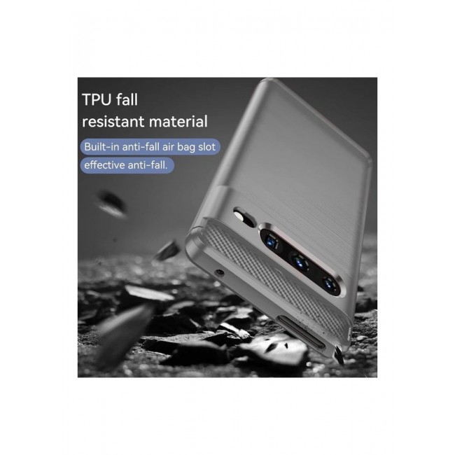 MARGOUN Google Pixel 7 Pro Case Slim Soft TPU Brushed Carbon Fiber Anti-Fingerprint Shockproof Cover Grey