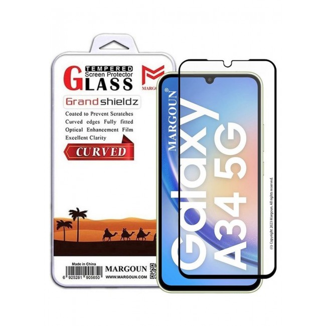 MARGOUN Screen Protector for Samsung Galaxy A34 5G Full Coverage Screen Glass 9H Hardness Anti Fingerprint Scratch CLEAR
