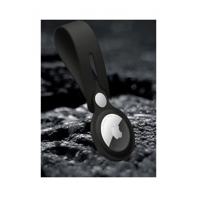MARGOUN Airtag Case With Key Ring And Rubber Anti Drop Keychain Device Black