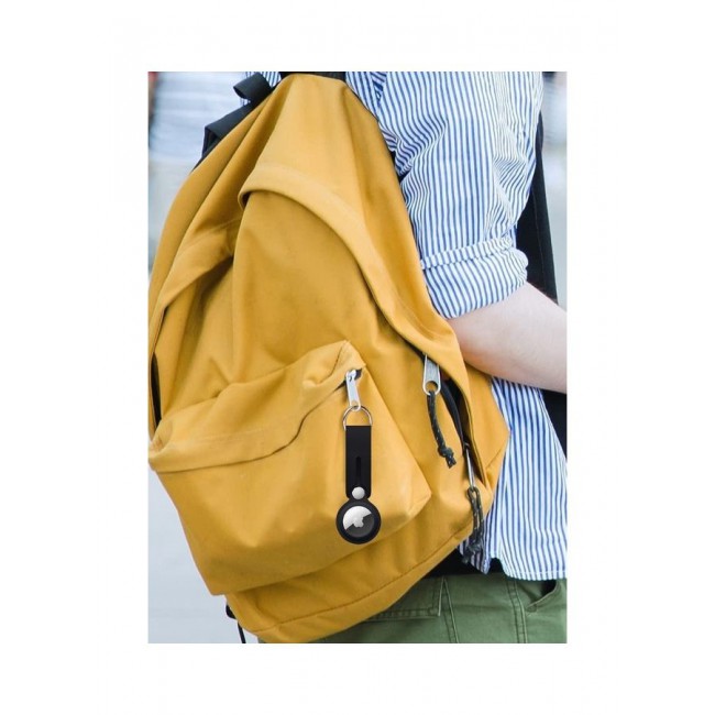 MARGOUN Airtag Case With Key Ring And Rubber Anti Drop Keychain Device Black
