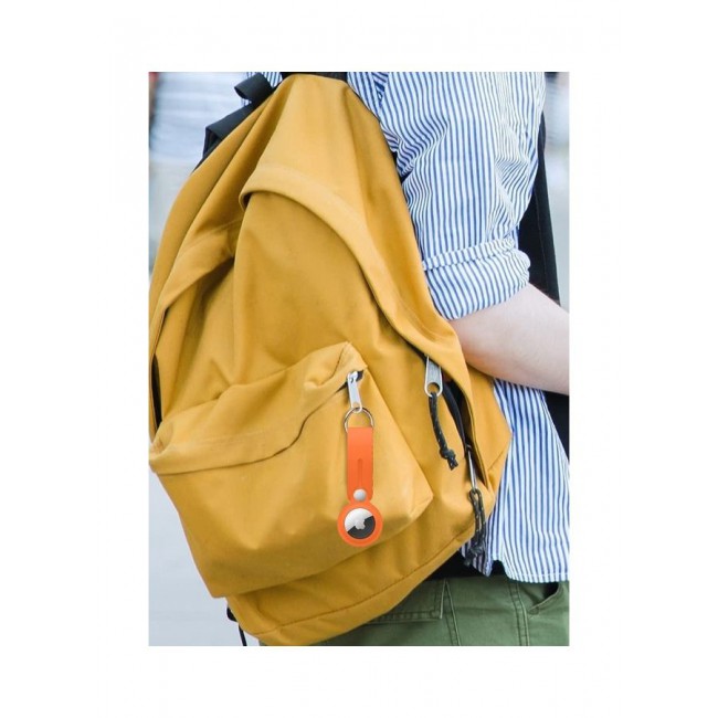 MARGOUN Airtag Case With Key Ring And Rubber Anti Drop Keychain Device Orange