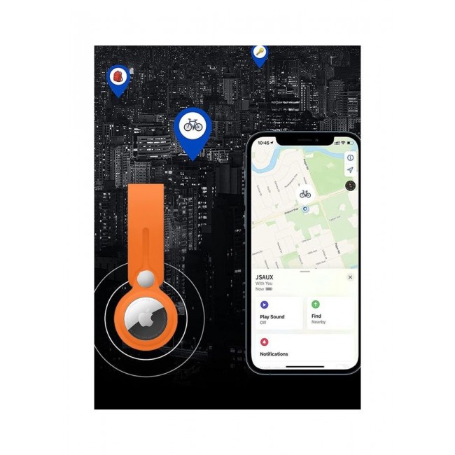 MARGOUN Airtag Case With Key Ring And Rubber Anti Drop Keychain Device Orange
