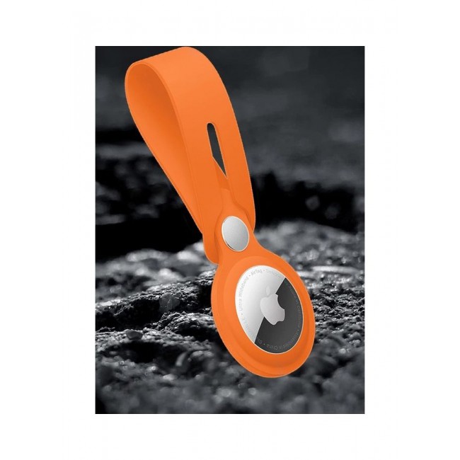 MARGOUN Airtag Case With Key Ring And Rubber Anti Drop Keychain Device Orange