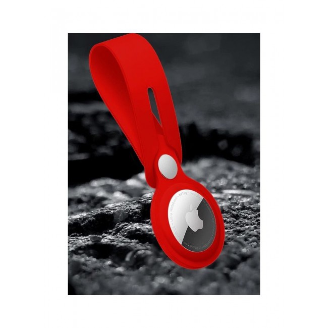 MARGOUN Airtag Case With Key Ring And Rubber Anti-Drop Keychain Device Red