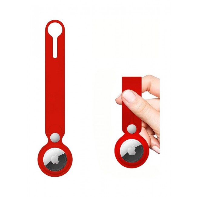 MARGOUN Airtag Case With Key Ring And Rubber Anti-Drop Keychain Device Red