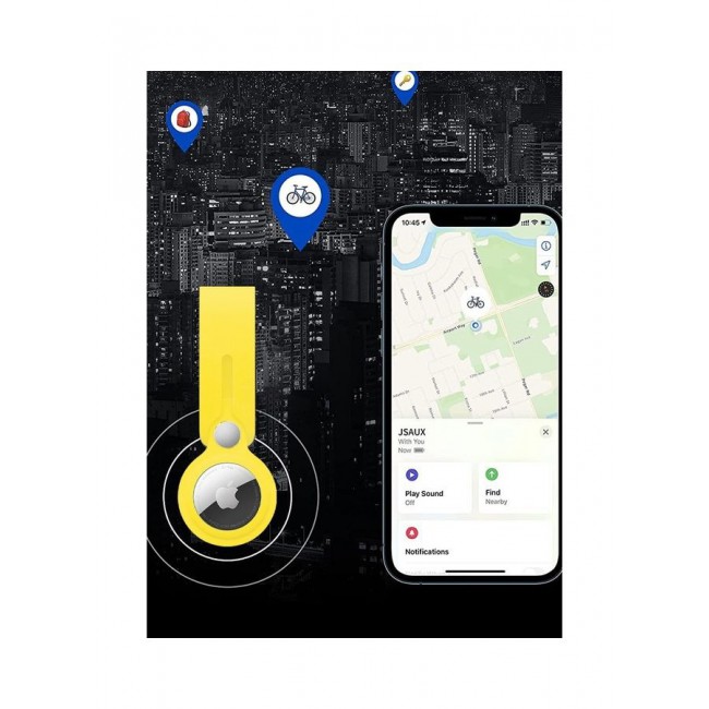 MARGOUN Airtag Case With Key Ring And Rubber Anti Drop Keychain Device Yellow