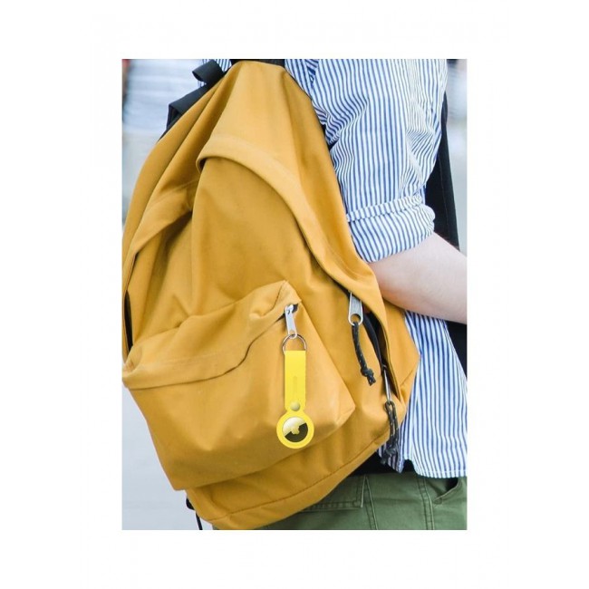 MARGOUN Airtag Case With Key Ring And Rubber Anti Drop Keychain Device Yellow