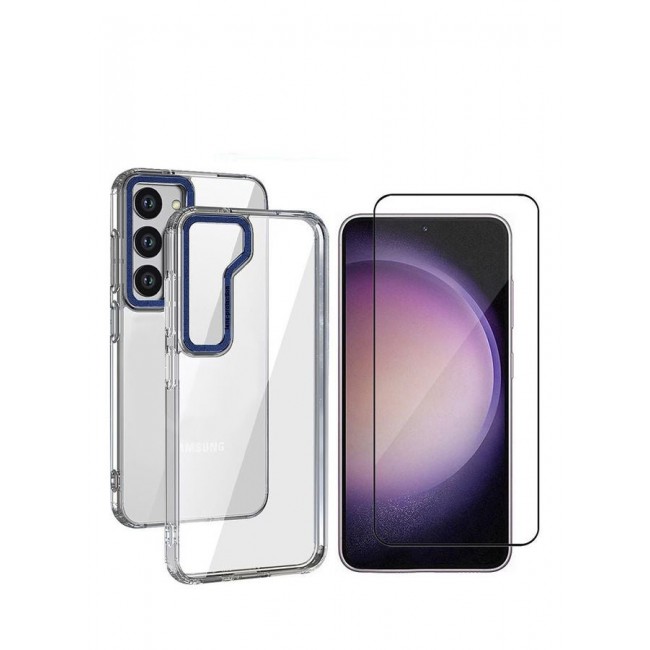MARGOUN 2 Pack For Samsung Galaxy S23 Clear Case With Screen Protector Edge Clear