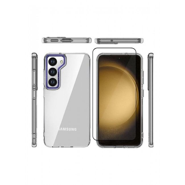 MARGOUN Pack Of 2 Samsung Galaxy S23 Plus Clear Case With Screen Protector Purple Edge Clear