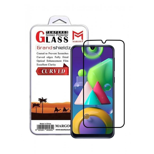 MARGOUN Samsung Galaxy M21 Screen Protector 3D Tempered Glass Full Glue Back Black Edge