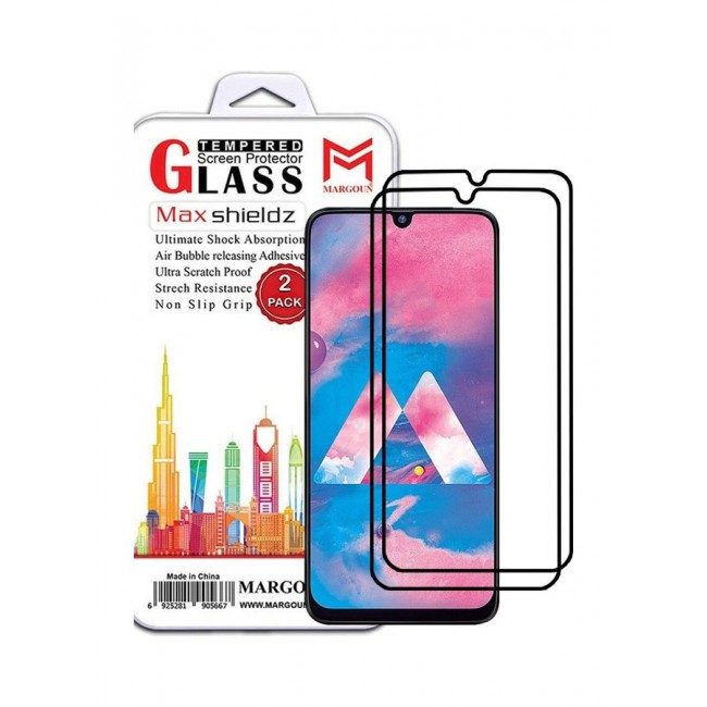 MARGOUN 2 Pack For Samsung Galaxy A30 Screen Protector 3D Tempered Glass Full Glue Back Clear