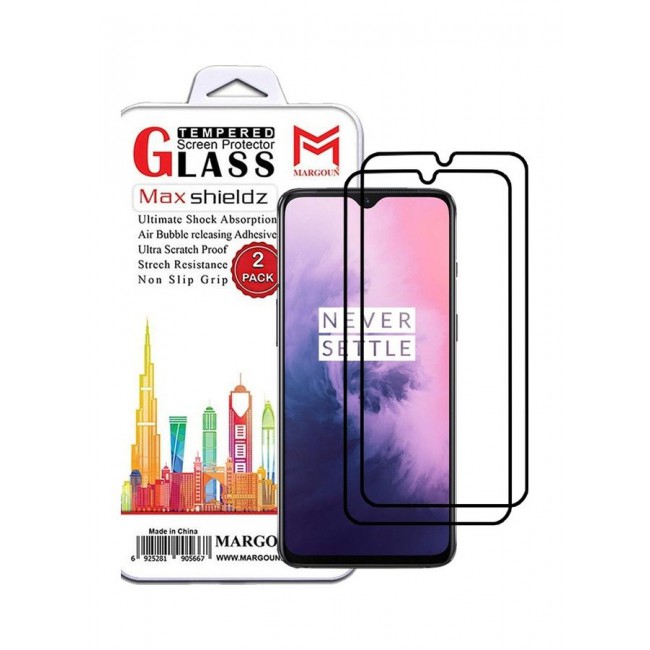 MARGOUN 2 Pack For OnePlus 7 Screen Protector 3D Tempered Glass Full Glue Back Black Edge