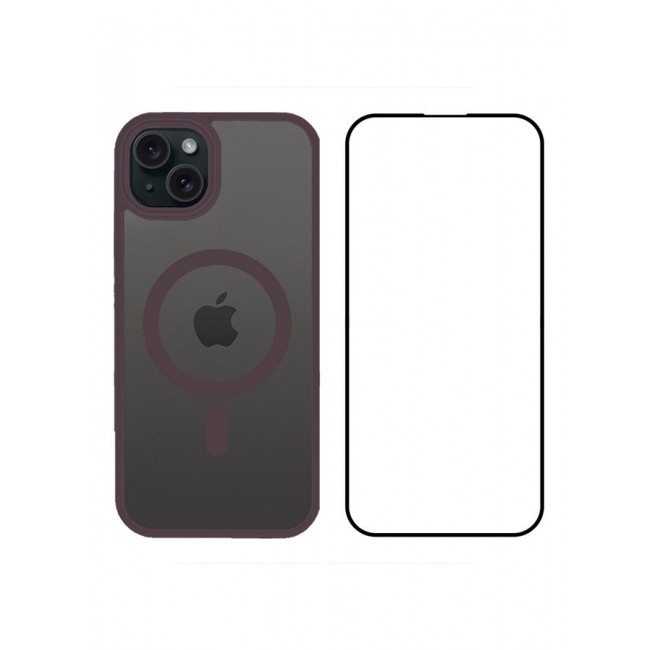 MARGOUN 2 Packs For iPhone 15 Back Full Camera Protection And Reinforced Corners Scratch Resistant Cover Support Magnetic Charging Transparent Body Purple