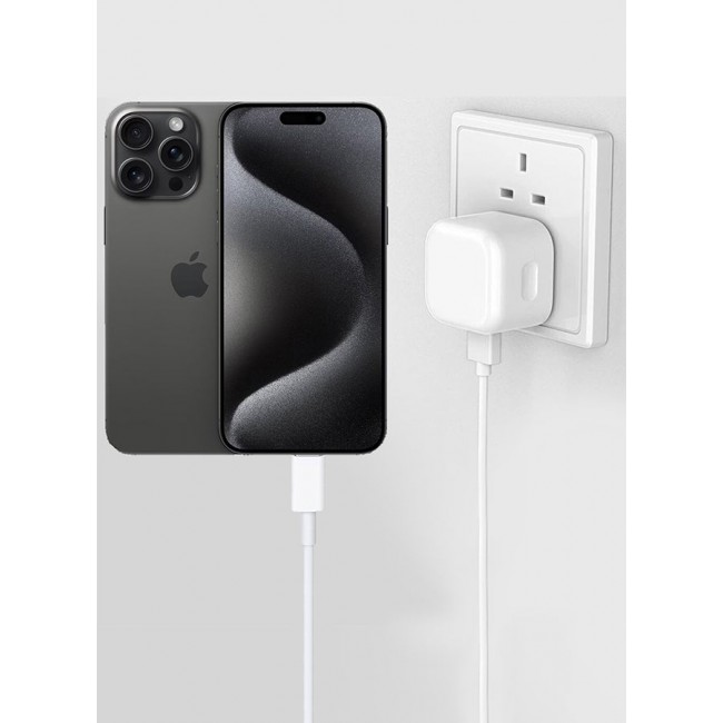 MARGOUN iPhone 15 Pro Fast Charger USB C Plug Adaptor UK Wall Plug With 1M Cable 20W USB C Fast Charger White