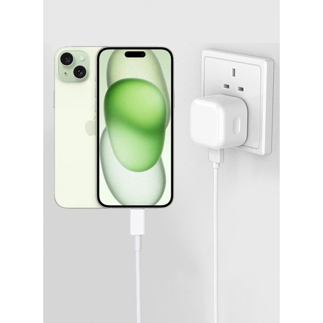 MARGOUN iPhone 15 Plus Fast Charger USB C Plug Adaptor UK Wall Plug With 1M Cable 20W USB C Fast Charger White