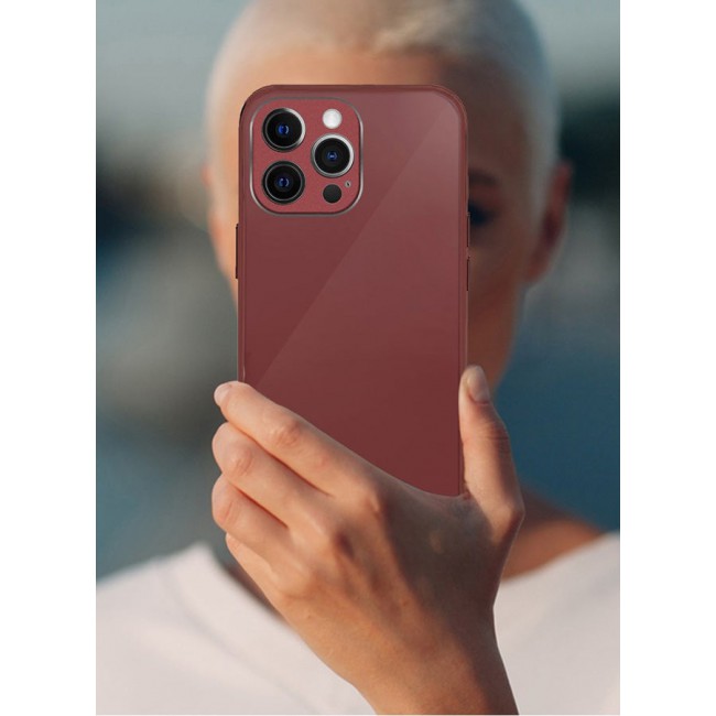 MARGOUN Electroplated Case Cover for Apple iPhone 12 Pro, Hard Glossy Case Camera Protection Shockproof Anti Fall Case - Red