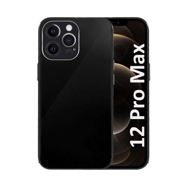 MARGOUN iPhone 12 Pro Max Electroplated Hard Glossy Case Camera Protection Shockproof Anti Fall Case Black