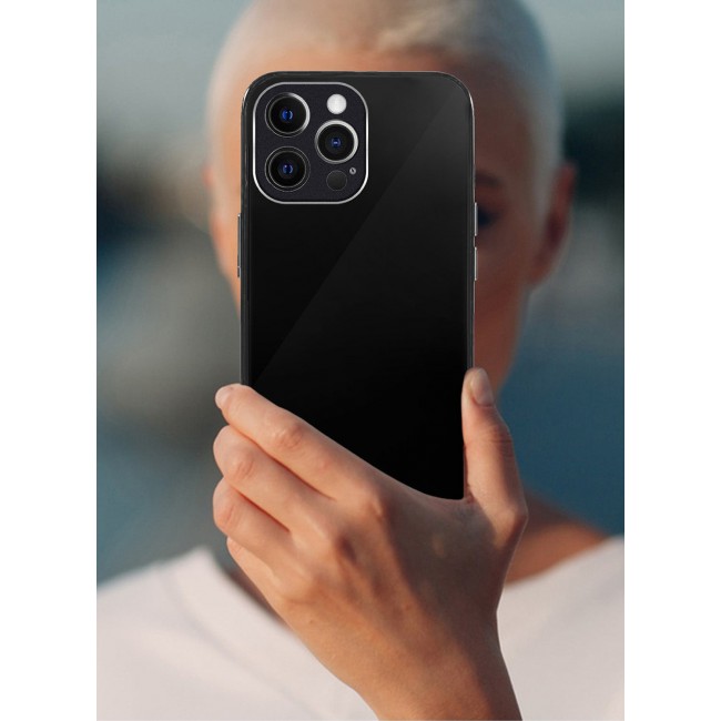 MARGOUN iPhone 12 Pro Max Electroplated Hard Glossy Case Camera Protection Shockproof Anti Fall Case Black