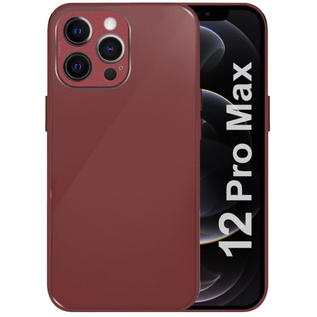 MARGOUN iPhone 12 Pro Max Electroplated Hard Glossy Case Camera Protection Shockproof Anti Fall Case Red