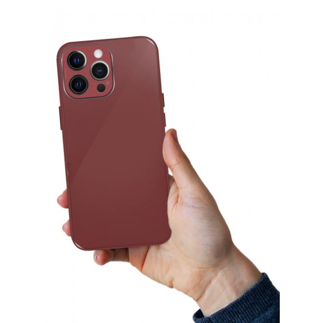 MARGOUN iPhone 12 Pro Max Electroplated Hard Glossy Case Camera Protection Shockproof Anti Fall Case Red