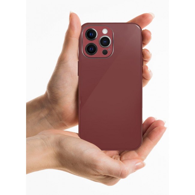 MARGOUN iPhone 12 Pro Max Electroplated Hard Glossy Case Camera Protection Shockproof Anti Fall Case Red