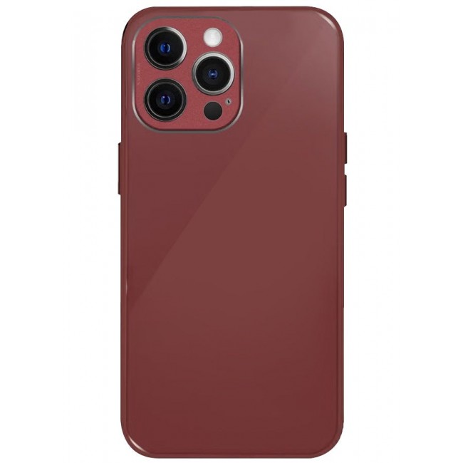 MARGOUN iPhone 12 Pro Max Electroplated Hard Glossy Case Camera Protection Shockproof Anti Fall Case Red