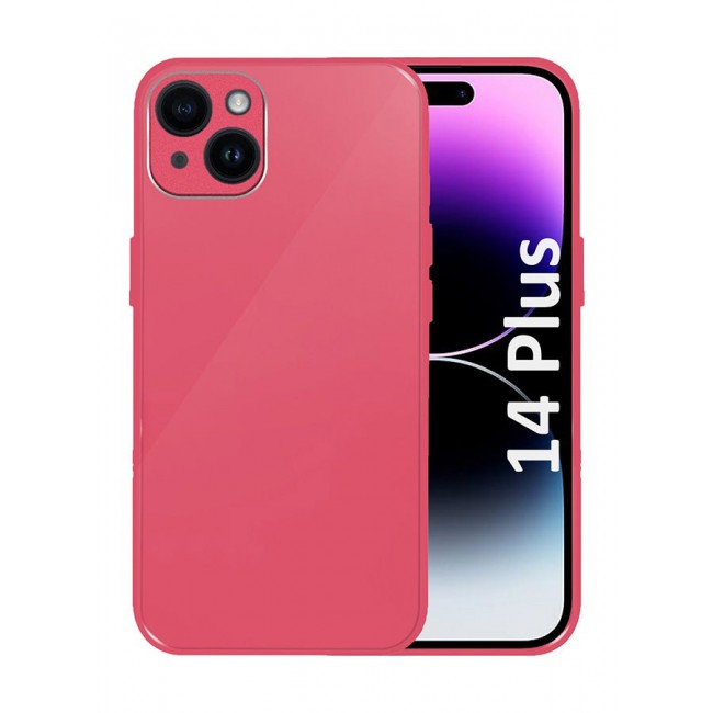 MARGOUN iPhone 14 Plus Electroplated Hard Glossy Case Camera Protection Shockproof Anti Fall Case Pink