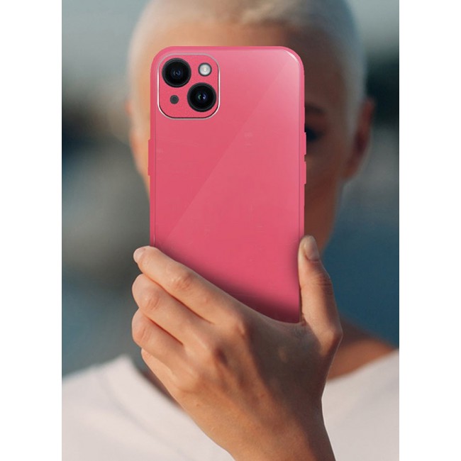 MARGOUN iPhone 14 Plus Electroplated Hard Glossy Case Camera Protection Shockproof Anti Fall Case Pink