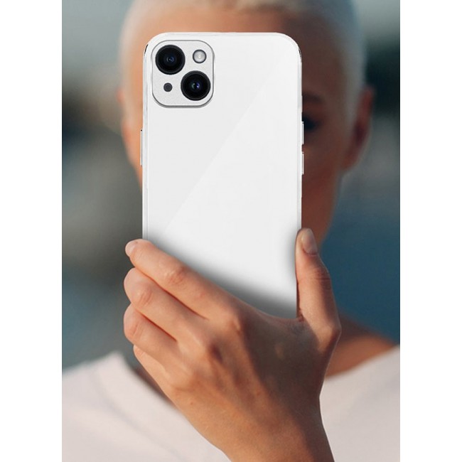 MARGOUN Electroplated Case Cover for Apple iPhone 14 Plus, Hard Glossy Case Camera Protection Shockproof Anti Fall Case - White