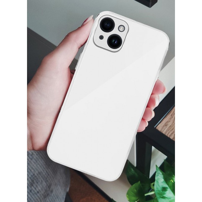MARGOUN Electroplated Case Cover for Apple iPhone 14 Plus, Hard Glossy Case Camera Protection Shockproof Anti Fall Case - White